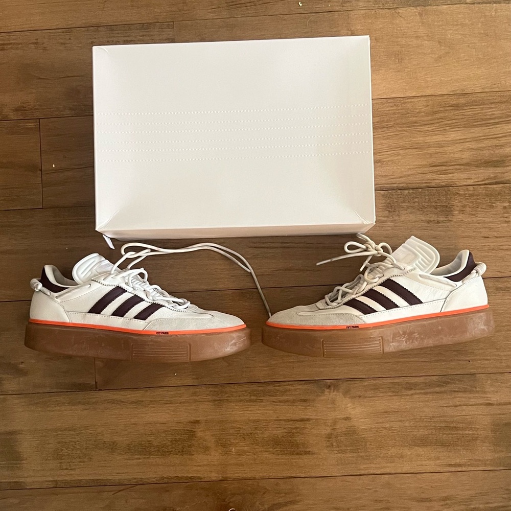 Adidas White and Black Sneakers with Gum Sole